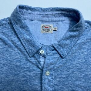 Faherty Polo Shirt Mens Size XL Short Sleeve Heathered Blue Golf Preppy     READ